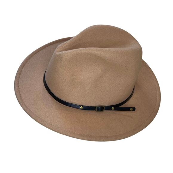 Other Accessories - Pengcheng Wool Blend Light Brown Taup Classic Medium Brim Indie Hat